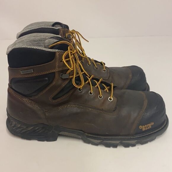 Georgia Boot Size: 13M Mens Black and Brown Waterproof Work Boots B95 - Picture 8 of 13